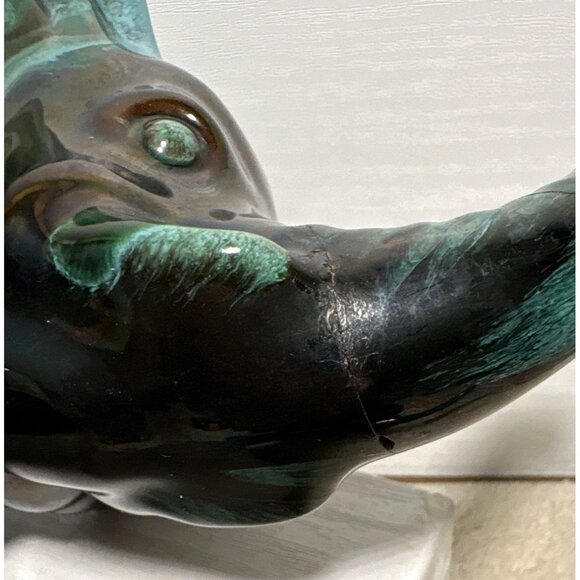 Blue Mountain Pottery Elephant Figure Green & Black Drip Glaze 8" Canada READ - Picture 6 of 10